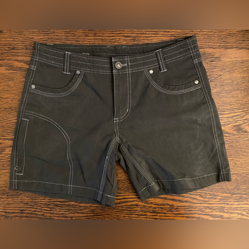 Dark Olive Gray Top Stitched Shorts